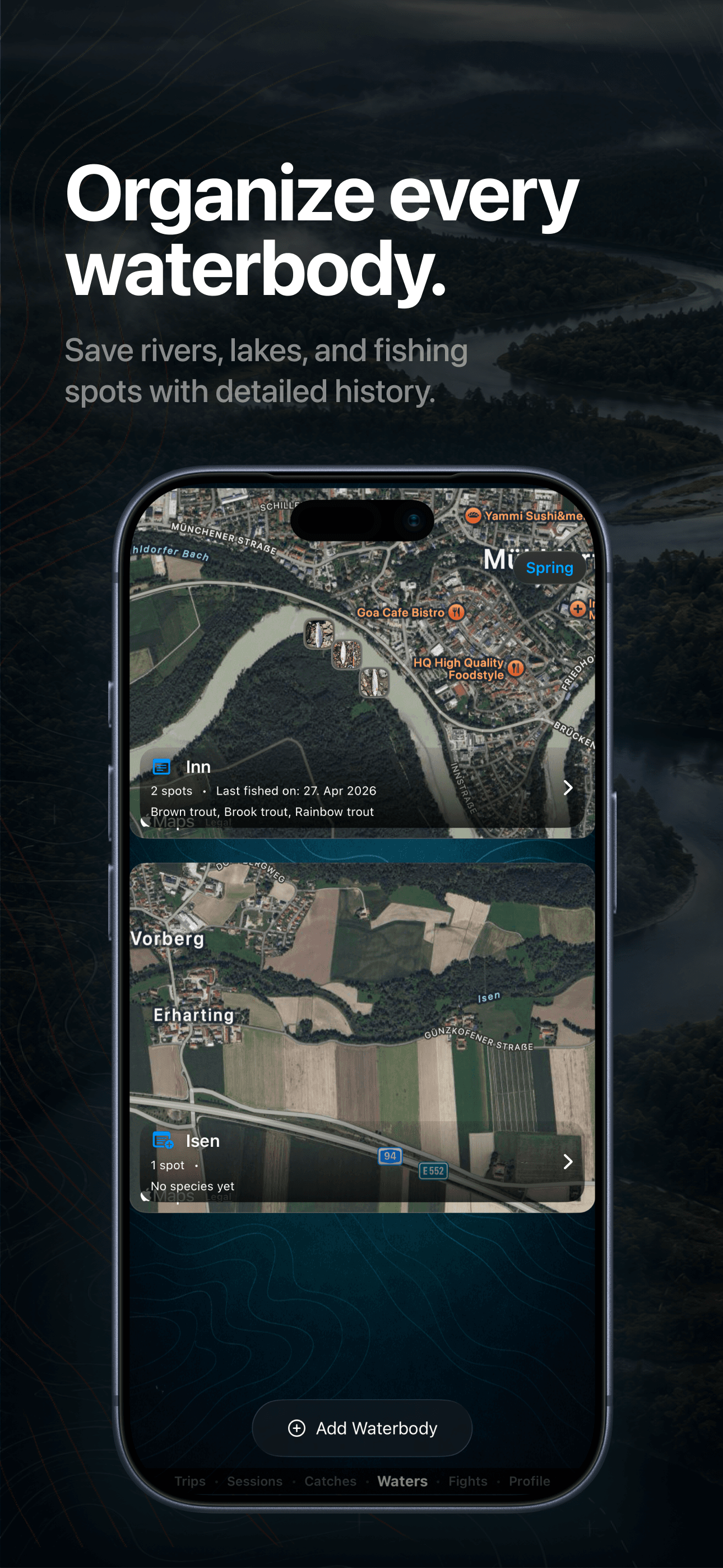FishPal spot and pattern analysis screen on iPhone